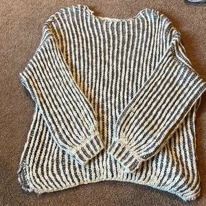 Blue and white striped sweater